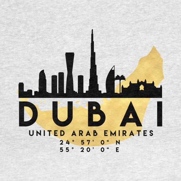 Dubai United Arab Emirates Skyline Map Art by deificusArt